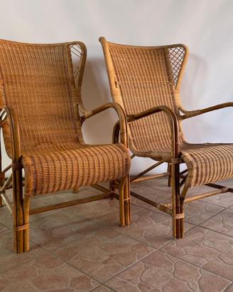 Coppia poltrone vintage in vimini