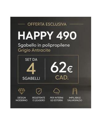 Sgabello Happy polipropilene grigio antracite