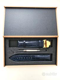 Cinturino orologio Blu Coccodrillo Uomo fibbia oro