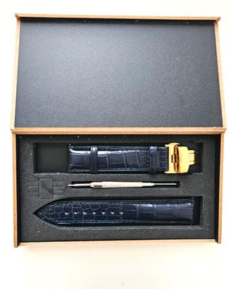 Cinturino orologio Blu Coccodrillo Uomo fibbia oro