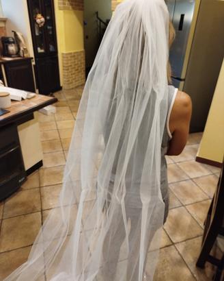 Velo da sposa avorio 3 metri doppio strato nuovo