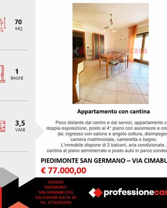 Appartamento con due camere,posto auto e cantina