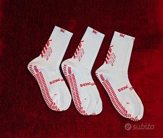 3 paia di soxpro bianco-rossi nuovi con bustina