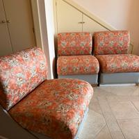 Poltroncine pelle con sedute in tessuto nuovo