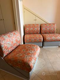 Poltroncine pelle con sedute in tessuto nuovo