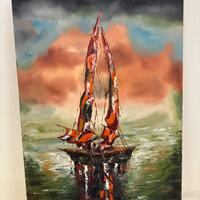 Dipinto a olio su tela di un veliero C. Diana