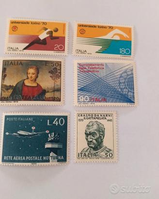 6 francobolli italiani nuovi del 1970