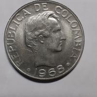 1968 Colombia 50 Centavos Francisco de Paula Santa