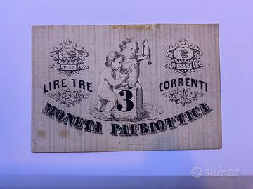 Banconota Patriottica da 3 lire del 1848