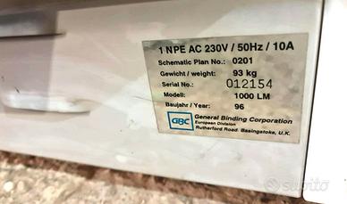 Plastificatrice Laminatrice  GBC 1000 LM