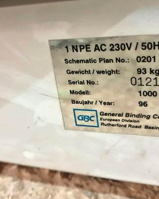 Plastificatrice Laminatrice  GBC 1000 LM
