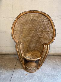Poltrona pavone in rattan anni 70/80