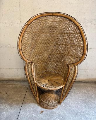 Poltrona pavone in rattan anni 70/80