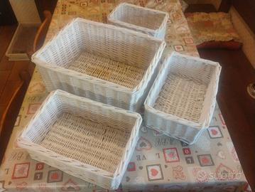 SET 4 CESTI IN VIMINI BIANCO