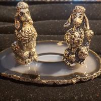 Coppia di Statuine Vintage "Barboncini" su Base in