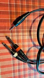 Cavo mini jack 3.5 a due jack stereo 6,3 da 2,5 mt