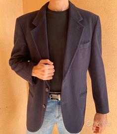 Giacca uomo in lana vintage blu scuro taglia 52