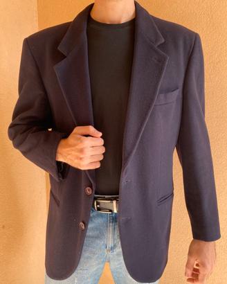 Giacca uomo in lana vintage blu scuro taglia 52