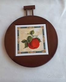 Tagliere decorativo in legno e ceramica 