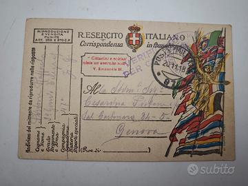 Cartolina WW1 Franchigia Regio Esercito 1918