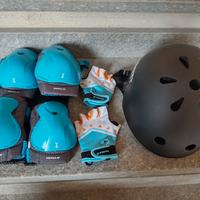 casco bici / roller + protezioni + guanti