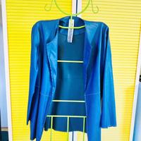 Blazer/giacca ecopelle blu nuova taglia 48