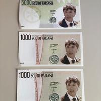 Scudi padani 1000 e 5000 lega nord banconote finte