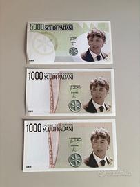 Scudi padani 1000 e 5000 lega nord banconote finte