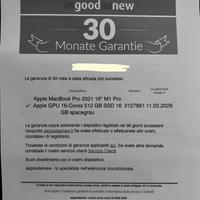 MacBookPro M1 Pro 16" 16GB/512GB Garanzia 11/02/26