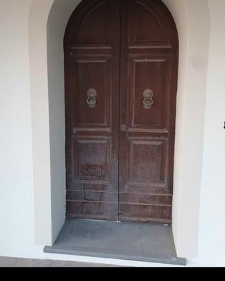portone doppio ad arco castagno massiccio con tela