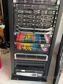 Rack completo di server, switch, UPS, firewall e S
