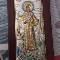 icona cristiana ortodossa in laminato argento 