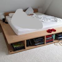 Letto matrimoniale 180x200 rovere chiaro + doghe