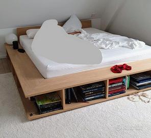 Letto matrimoniale 180x200 rovere chiaro + doghe