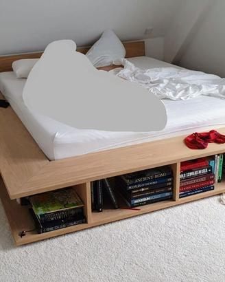 Letto matrimoniale 180x200 rovere chiaro + doghe