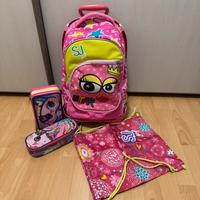 Zaino trolley SJ bambina,due astucci e sacca