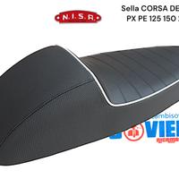 Sella NISA CORSA DELUXE nera rigo bianco Vespa PX