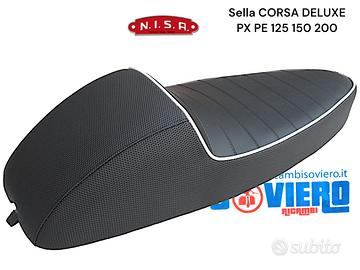 Sella NISA CORSA DELUXE nera rigo bianco Vespa PX