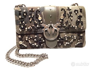 Borsa Pinko Love Bag con fantasia mimetica e stras