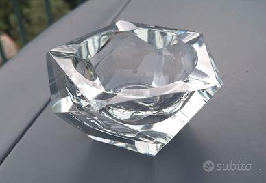 Posacenere vintage cristallo pesante geometrico