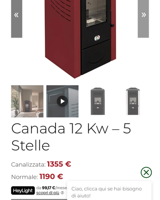 Stufa a pellet ad aria ventilata