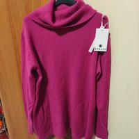 maglione collo alto fucsia
