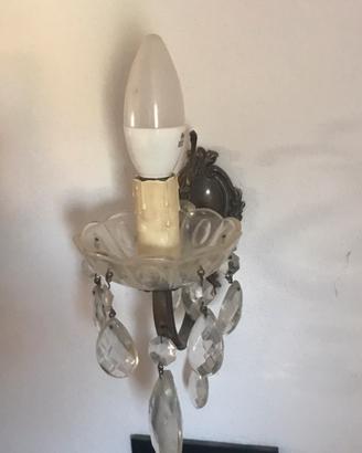 Lampadario + abat jour da comodino con cristalli