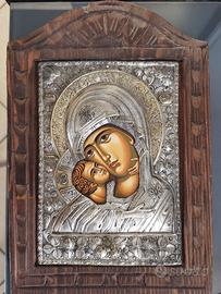 Riproduzion Antica Icona bizantina tela e argento