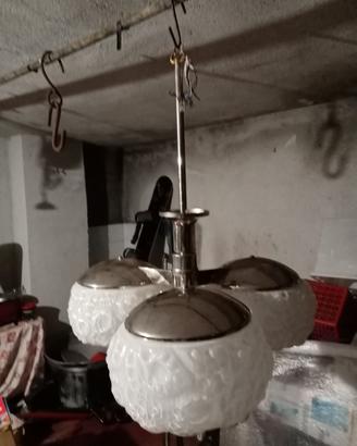lampadario a tripla luce osso in vetro di mazzega