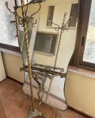 Specchiere in ottone anni 30 con attaccapanni