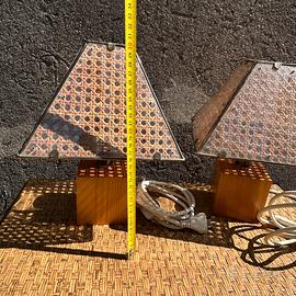 Lampade vintage ‘70  legno plexi paglia di Vienna