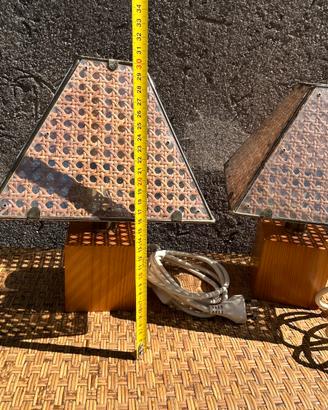 Lampade vintage ‘70  legno plexi paglia di Vienna
