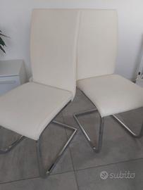 4 sedie eleganti in ecopelle e acciaio