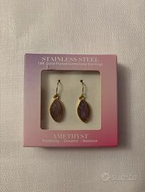 Orecchini ametsita gold plated 18k